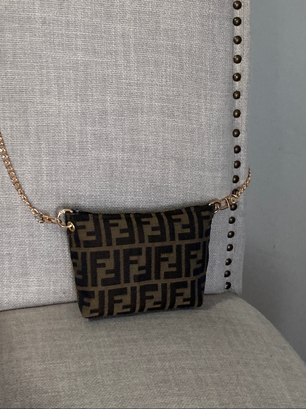 Monogram Crossbody Bag with Unbranded Gold Chain
